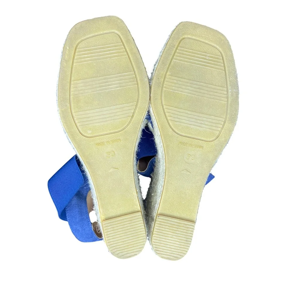 Jutelia Blue Suede Ric-Rac Espadrille Wedge Sandals Spain 39